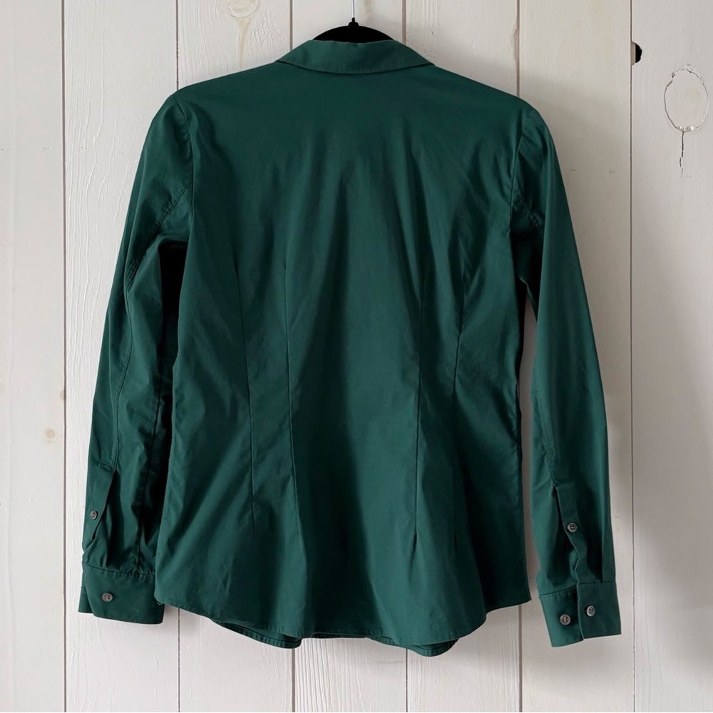 Theory Green Cotton Blend Tailored Button-Up Shirt Size Medium - Picture 5 of 11